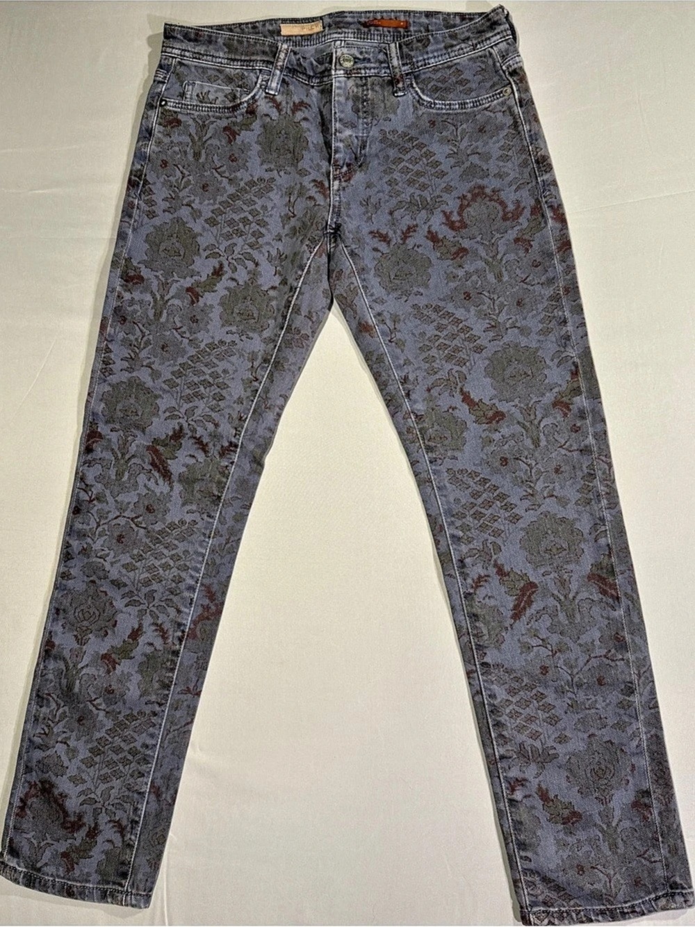 Pilcro Women’s Size 26 Slim Boyfriend Floral Patterned Jeans Blue Denim
